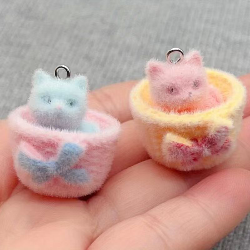 Jewelry Making Resin - จี้แมวเรซิน 3D แบบนุ่ม 4 ชิ้น สำหรับทำเครื่องประดับ