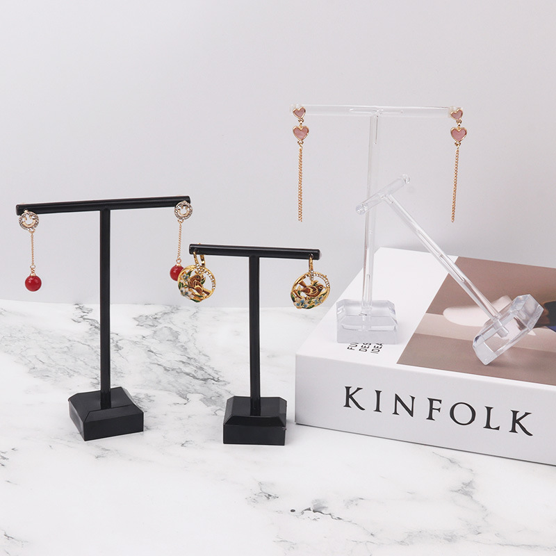 Jewelry Making Kit Professional - ชั้นวางโชว์เครื่องประดับอะคริลิค 2 ชิ้น รูปทรงตัว T สำหรับโชว์จี้ห้อย