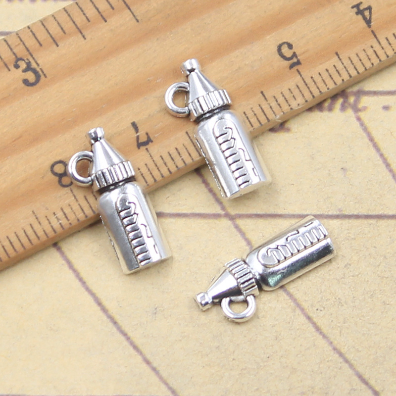 Jewelry Making 3 Year Old - 30pcs Charms ขวดนมขวดนม 17x8 มม.โบราณเงินจี้ทํา DIY