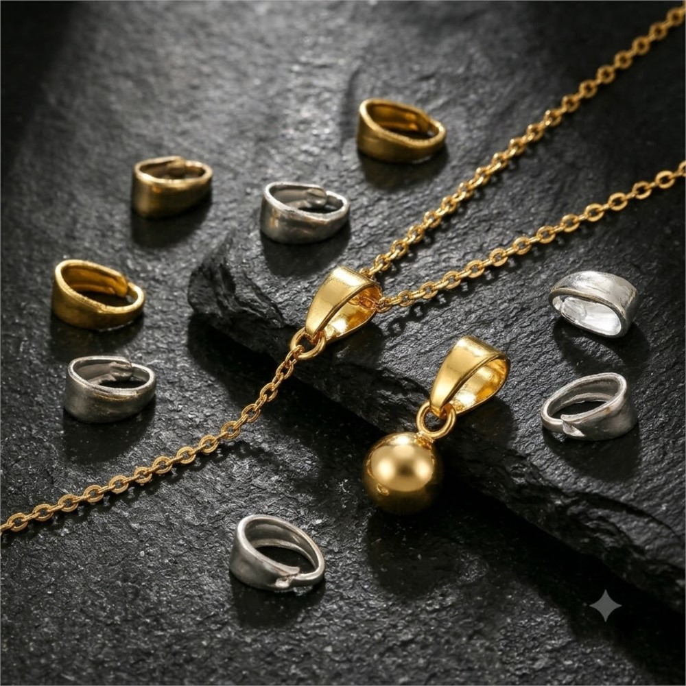 Jewelry Making Charms - 50 ชิ้น จี้ชุบทอง 18K พร้อมคลิปหนีบแบบเมลอนซีด ตัวล็อกสำหรับทำสร้อยคอ