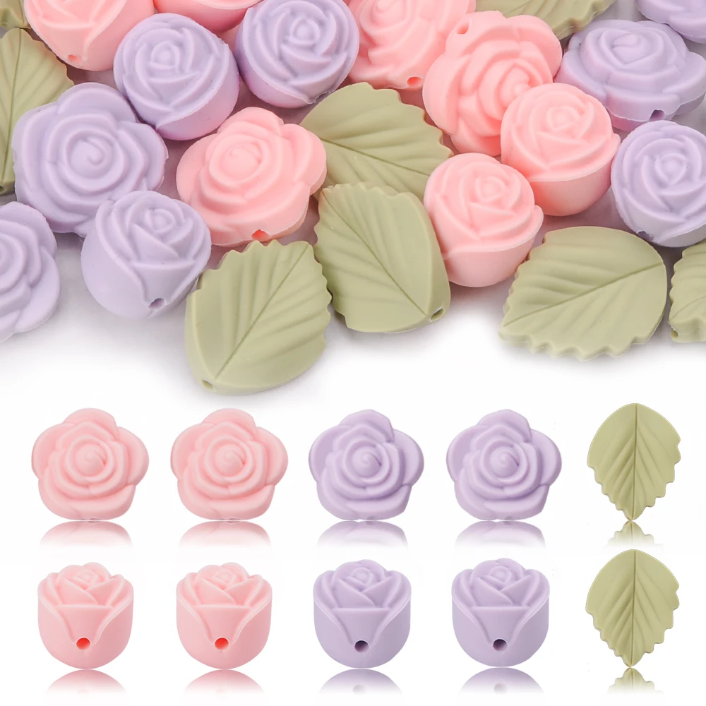 Jewelry Making 3 Year Old - LOFCA 30 ชิ้น Rose ซิลิโคนลูกปัดดอกไม้โฟกัสลูกปัด BPA