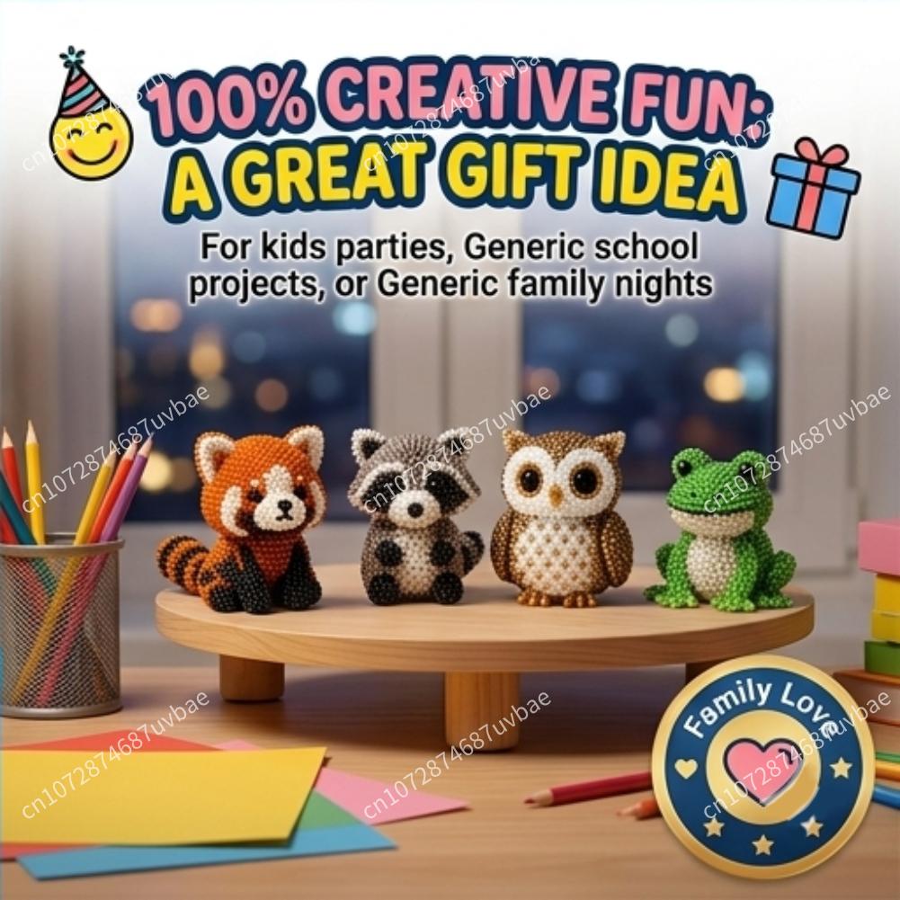 Jewelry Making Kit For Kids - ชุดประดิษฐ์ลูกปัดรูปสัตว์ 3 มิติขนาดเล็ก ชุดทำเครื่องประดับนกและสัตว์น่ารัก ของเล่นเสริมพัฒนาการสำหรับเด็ก ฝึกการประสานงานระหว่างมือและสายตา