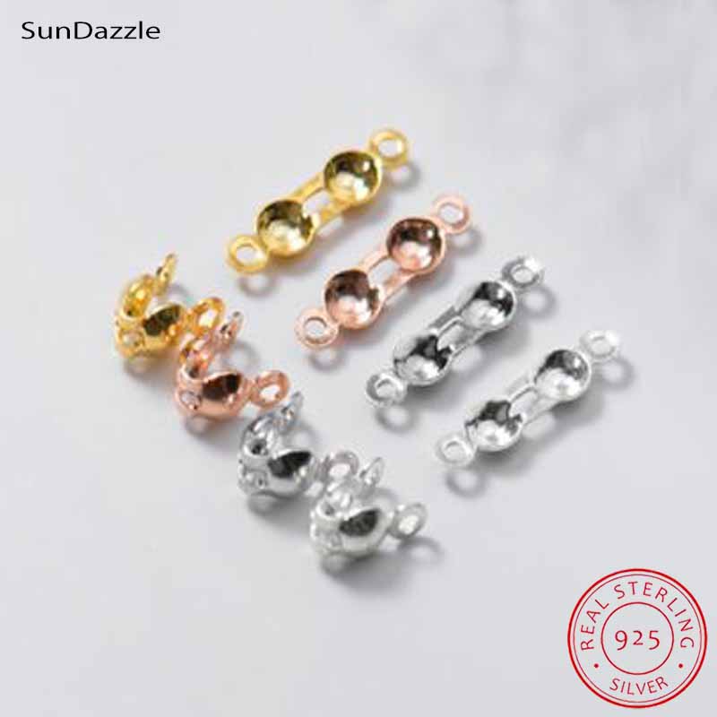 Jewelry Making Kit For Adults - ตัวล็อคปลายลูกปัดเงินแท้ 925 จำนวน 4 ชิ้น ตัวเชื่อมต่อแบบหนีบสีทอง