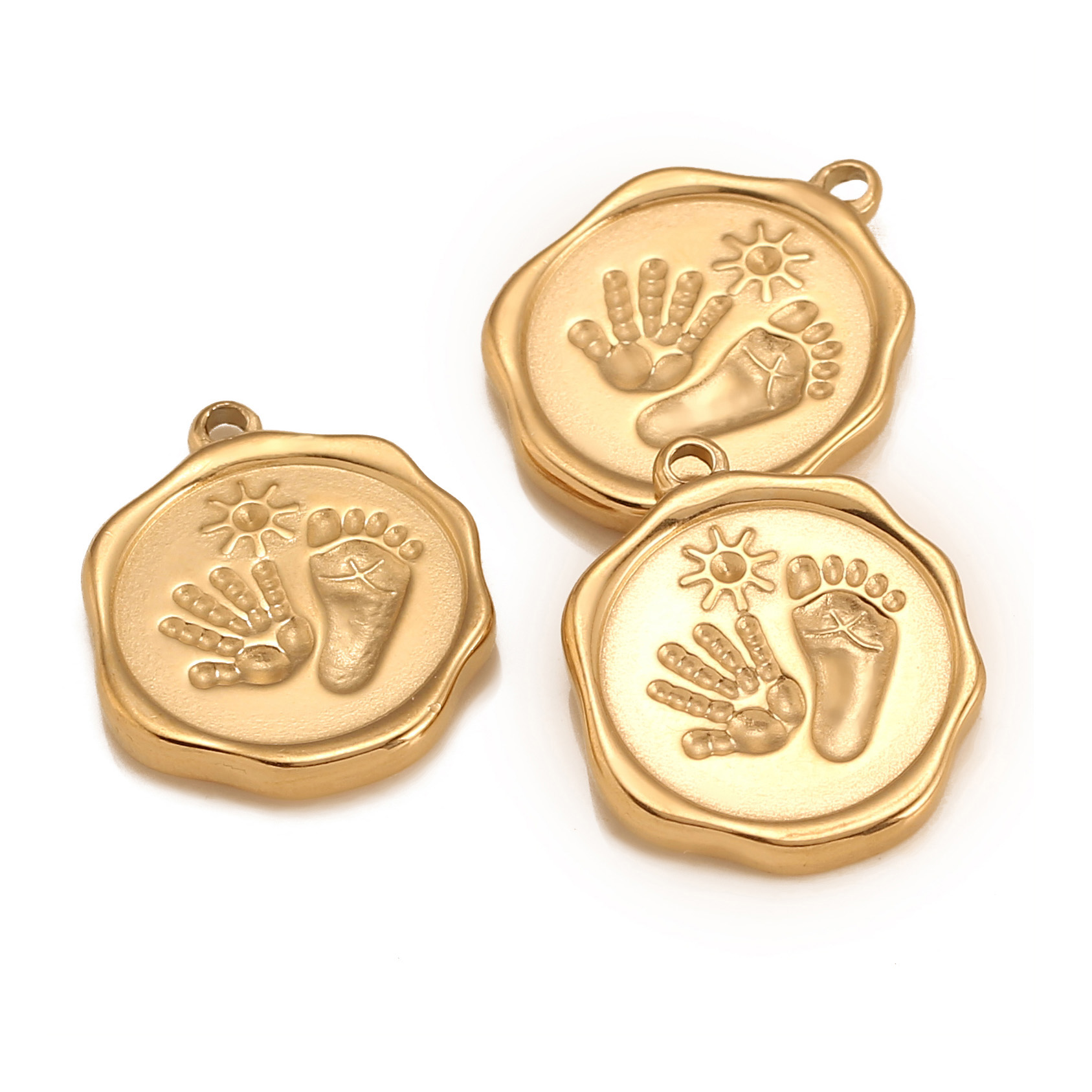 Jewelry Making 3 Year Old - 3ชิ้นสแตนเลสน่ารักรอยเท้าเด็กเสน่ห์พ่อแม่-เด็กจี้ทำด้วยมือ DIY เครื่องประดับสร้อยคอสำหรับแม่ของขวัญ