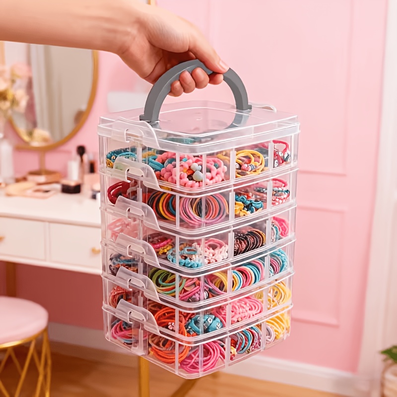 Jewelry Making Store - กล่องเก็บของแบบใส 5 ชั้น พร้อมฝาปิดและหูหิ้ว ดีไซน์แบบปิดด้วยตัวล็อค ใช้สำหรับเก็บเครื่องประดับ