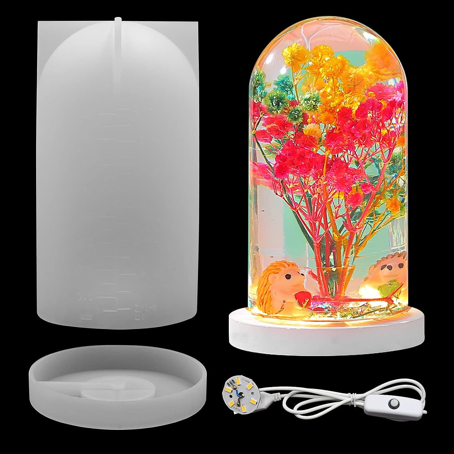 Jewelry Making Light - DIY คริสตัลอีพ็อกซี่เรซินแม่พิมพ์ LED Night Light เครื่องประดับทรงกลมโคมไฟทรงกระบอกแม่พิมพ์ซิลิโคน