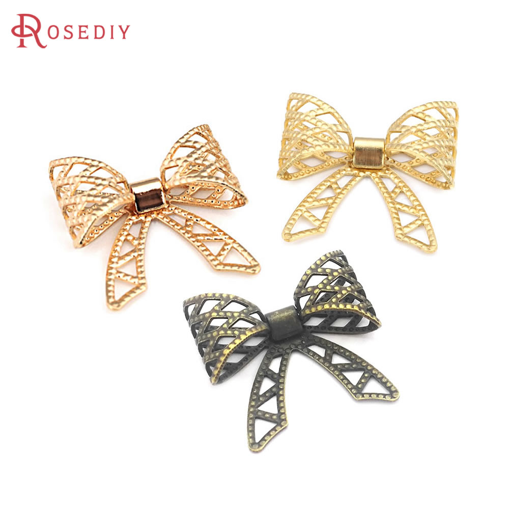 Jewelry Making Store - จี้รูปโบว์ลายตารางทองเหลืองเคลือบทอง 18K คุณภาพสูง อุปกรณ์ทำเครื่องประดับ DIY วัสดุทำเครื่องประดับ