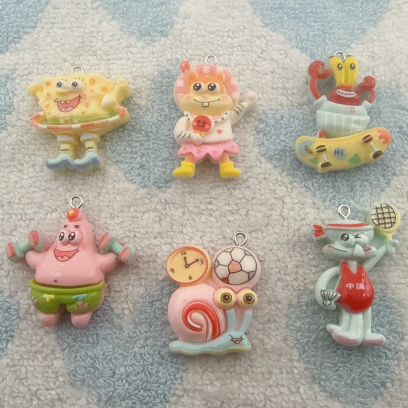 Jewelry Making Resin - จี้เรซิ่นลายการ์ตูน 10 ชิ้น, ต่างหูทำเอง DIY, อุปกรณ์เสริมพวงกุญแจ
