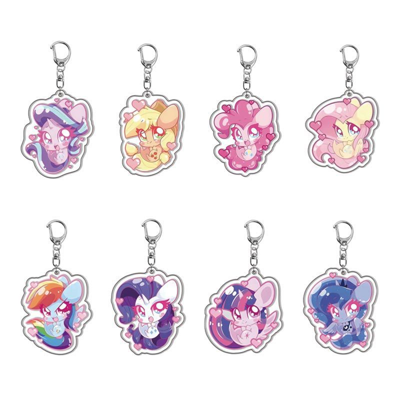 Jewelry Making Resin - พวงกุญแจอะคริลิคการ์ตูน My Little Pony ของตกแต่งกระเป๋า ของขวัญสำหรับเพื่อนสาว