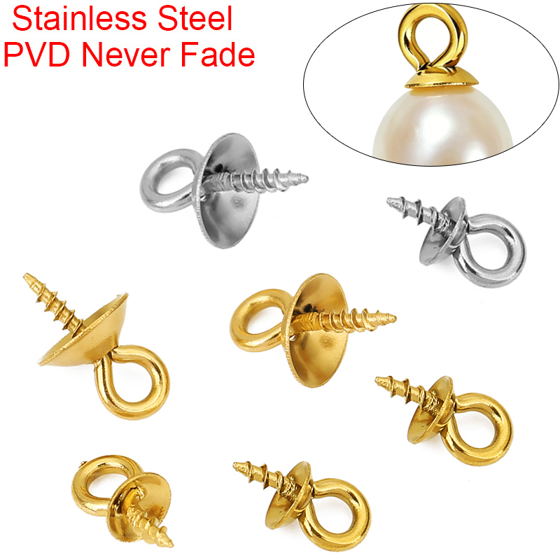 Jewelry Making Eye Pins - ตัวเชื่อมจี้มุกสแตนเลส 20 ชิ้น ขนาด 4 และ