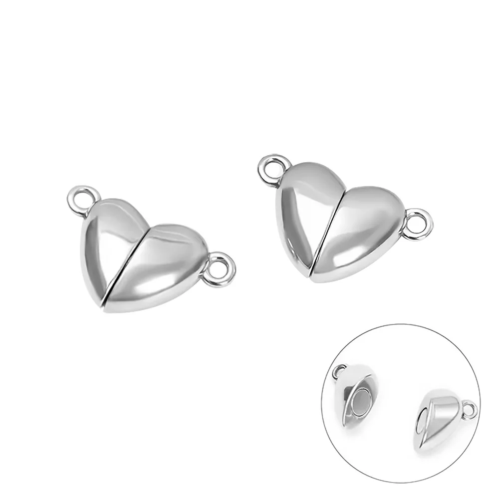 Jewelry Making For Couples - 5คู่รักหัวใจแม่เหล็กที่เชื่อมต่อกับหมุดโลหะเครื่องรางหมวกสำหรับทำเครื่องประดับ DIY สร้อยข้อมือคู่สร้อยคอ