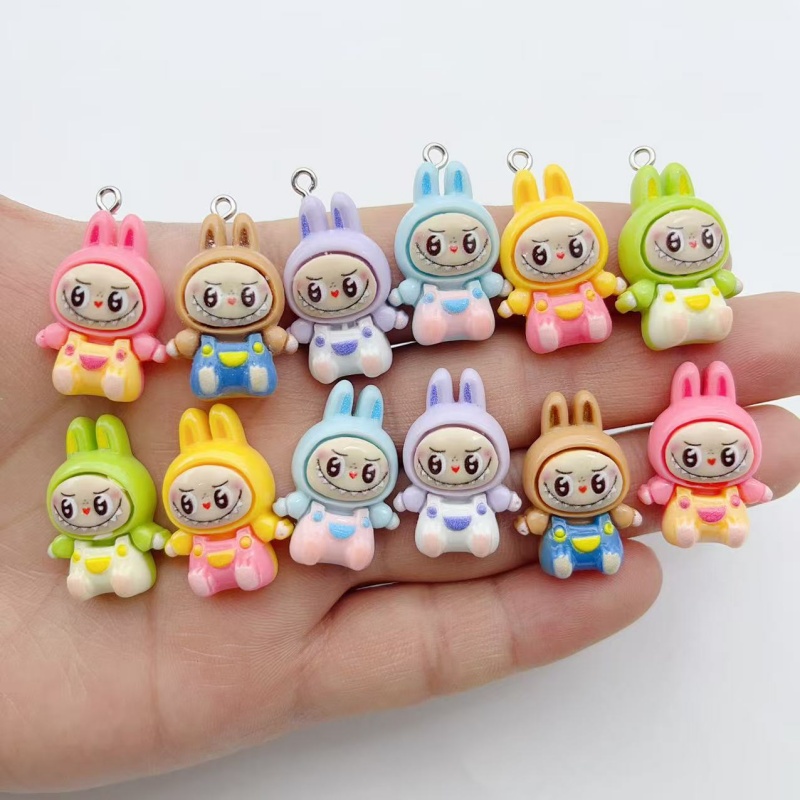 Jewelry Making Charms - ชาร์มเรซิ่นรูปบ้านกระต่ายสตรอว์เบอร์รี่น่ารัก 10 ชิ้น จี้รูปสัตว์การ์ตูนน่ารักสำหรับต่างหู พวงกุญแจ ทำเครื่องประดับ