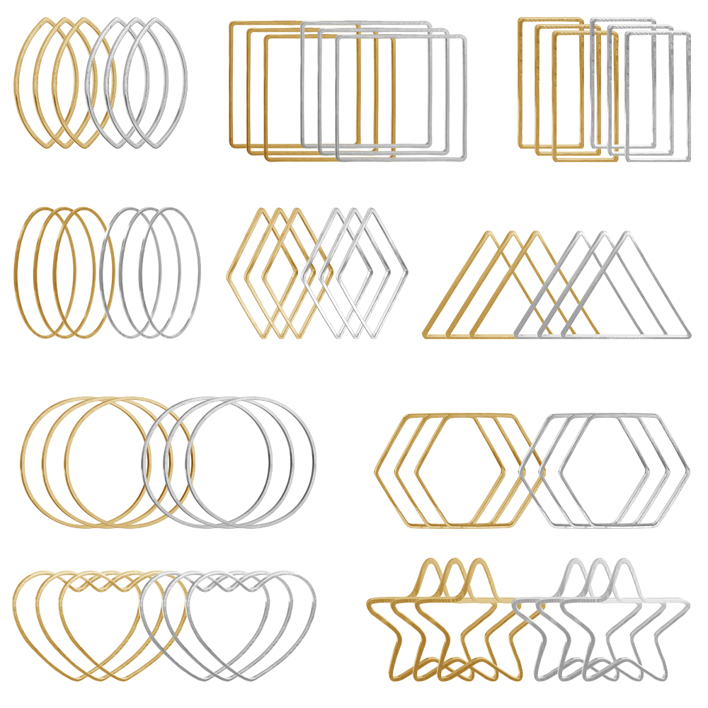 Jewelry Making Charms - 20 ชิ้น Gold Silver Hollow กรอบ