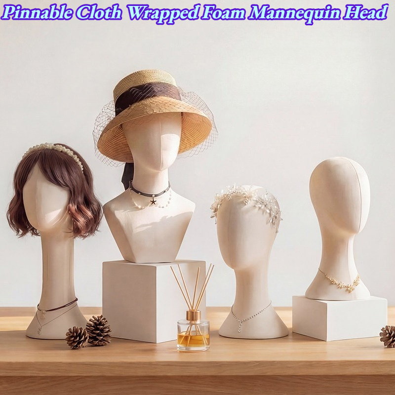 Jewelry Making Store - หัวหุ่นโฟมหุ้มผ้าขนาด 40-52 ซม. แบบติดหมุดได้ ใช้สำหรับจัดแสดงอเนกประสงค์ เช่น