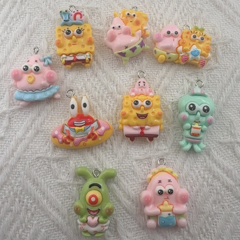 Jewelry Making Resin - จี้เรซิ่นลายการ์ตูน 10 ชิ้น, ต่างหูทำเอง DIY, อุปกรณ์เสริมพวงกุญแจ