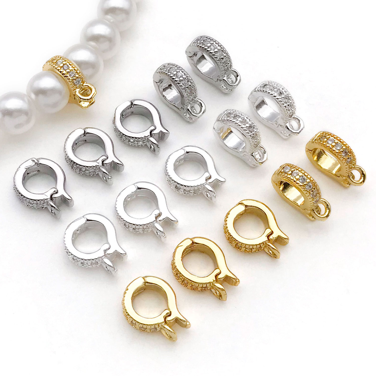 Jewelry Making Charms - 5pcs 18K ทองชุบทองเหลือง Inlay Zircon บานพับ