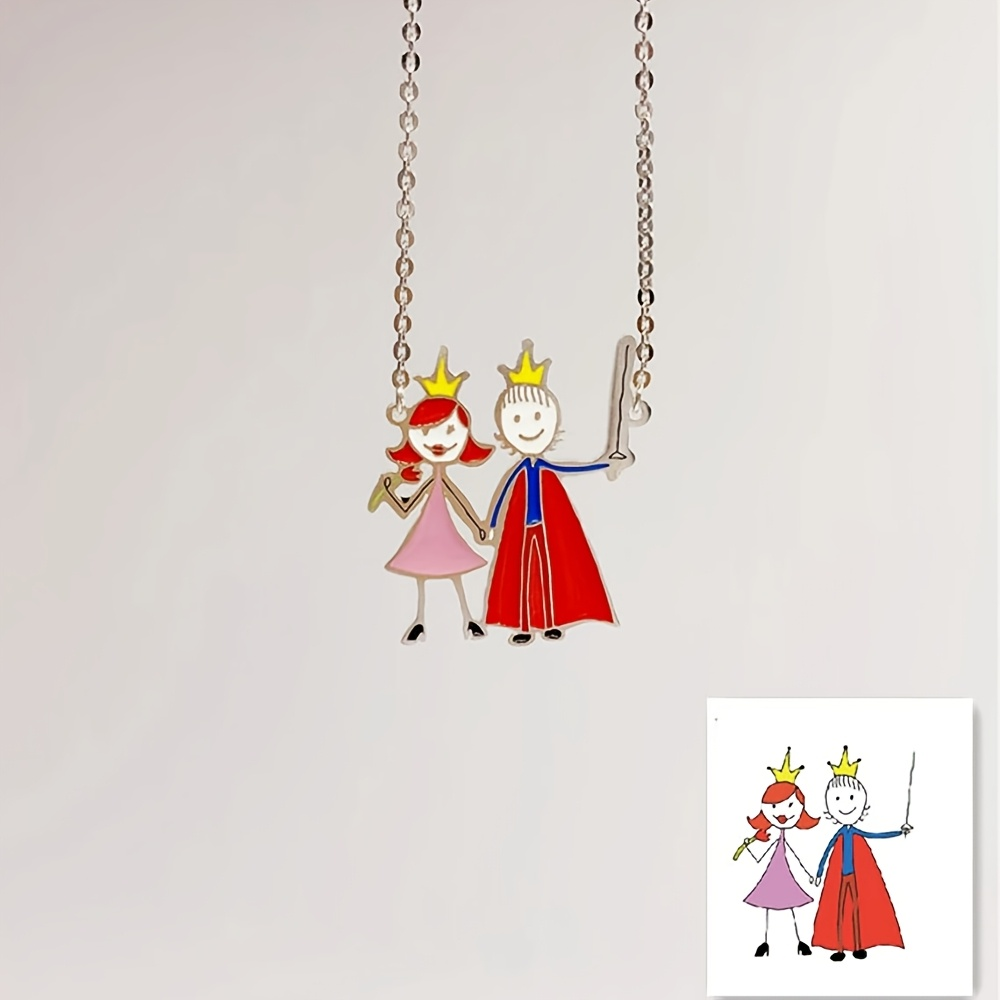 Jewelry Making 3 Year Old - จี้สร้อยคอรูปภาพวาดเด็ก ของที่ระลึกสำหรับคุณแม่ ของขวัญสำหรับลูกน้อย ทำจากสแตนเลส กันน้ำ และไม่ซีดจาง