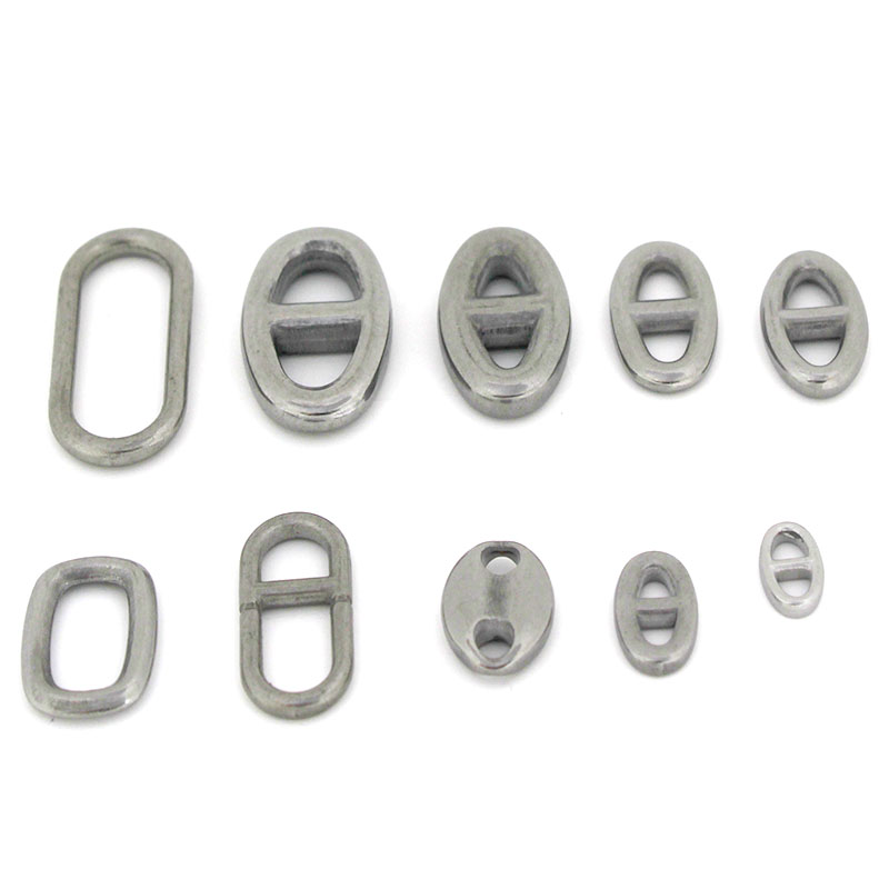 Jewelry Making Charms - ตัวเชื่อมต่อรูปไข่สองรู สแตนเลส 10 ชิ้น อุปกรณ์ทำเครื่องประดับ