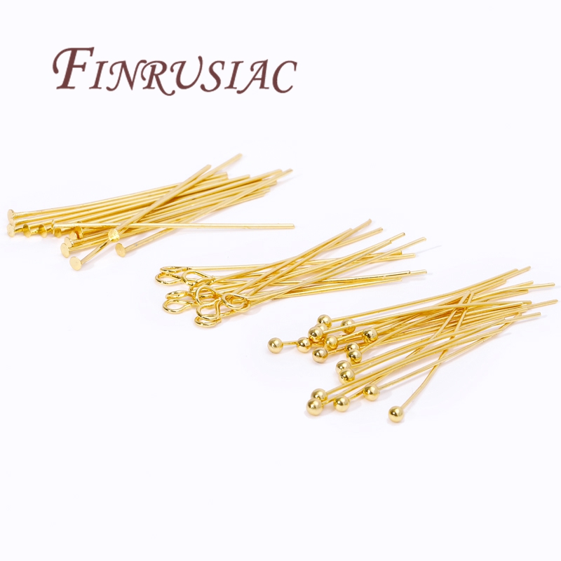 Jewelry Making Eye Pins - 50 ชิ้น 20-50 มิลลิเมตร Gold Plated