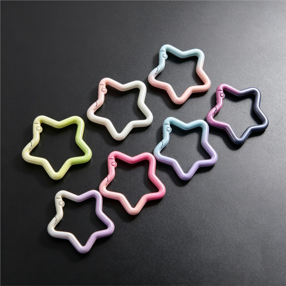 Jewelry Making Charms - ห่วงคล้องกุญแจรูปดาวไล่สี 5 ชิ้น วัสดุโลหะผสมหลากสี แบบเปิดได้ สำหรับทำเครื่องประดับ