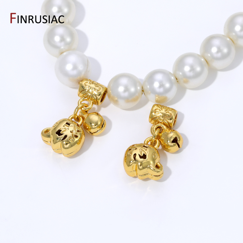 Jewelry Making Charms - จี้ทองเหลืองชุบทอง 18K พร้อมตัวเชื่อมแบบหลอดและจี้กระดิ่งนำโชค สำหรับงาน DIY ทำเครื่องประดับ
