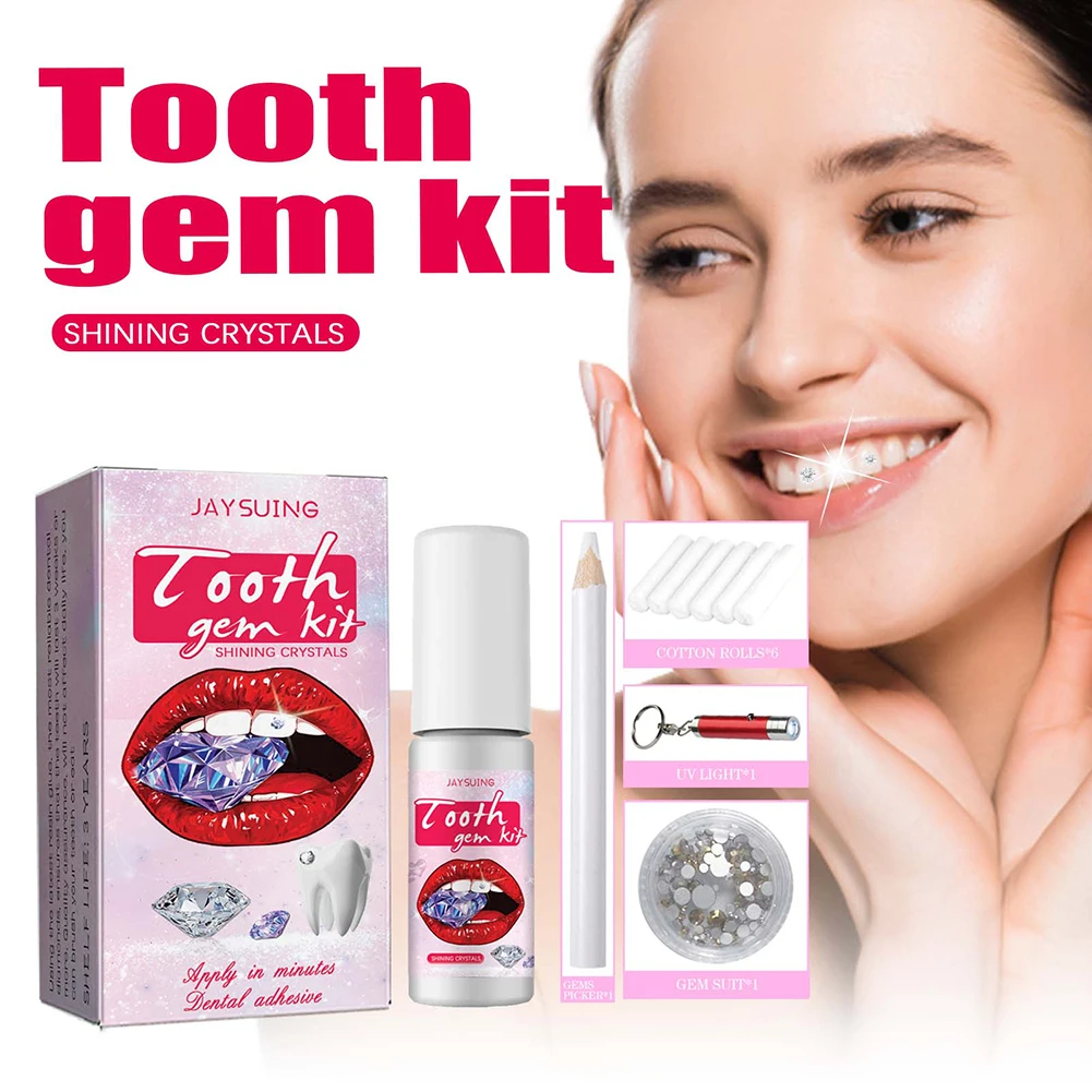 Jewelry Making Kit Professional - ชุดอัญมณีสำหรับฟันแบบทำมือพร้อมคริสตัลพร้อมไฟบ่มกาวชุดเครื่องประดับสำหรับฟันชุดตกแต่งฟันที่แข็งแรงเครื่องประดับแบบมืออาชีพ