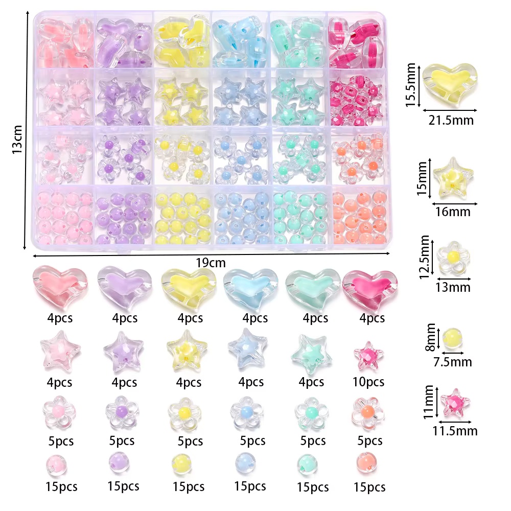 ลูกปัดอะคริลิกรูปหัวใจ 174 ชิ้ - Jewelry Making Kit For Kids บทวิจารณ์และราคา