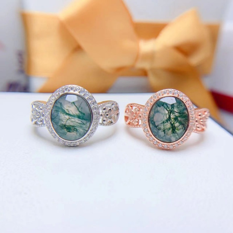 แหวนเงินมอสพลอยโมราชุบทอง8*10ม - Jewelry Making University บทวิจารณ์และราคา
