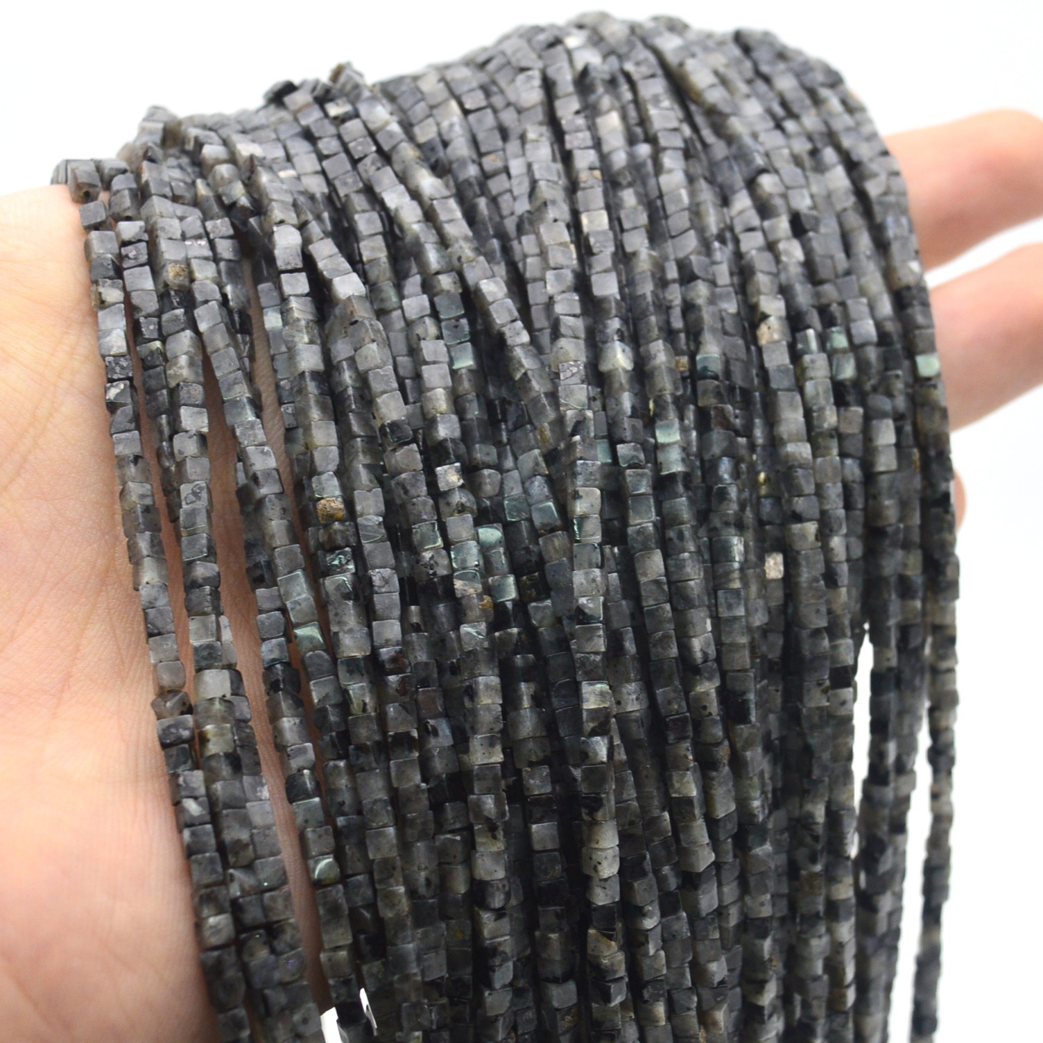 2มม.4มม.สีเทา Labradorite สแคว - Jewelry Making Store บทวิจารณ์และราคา