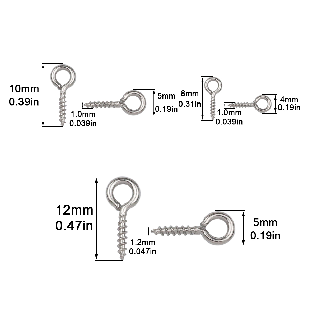 100pcs 4x8/5x1 0/5x12 มม.สแตนเ - Jewelry Making Eye Pins บทวิจารณ์และราคา