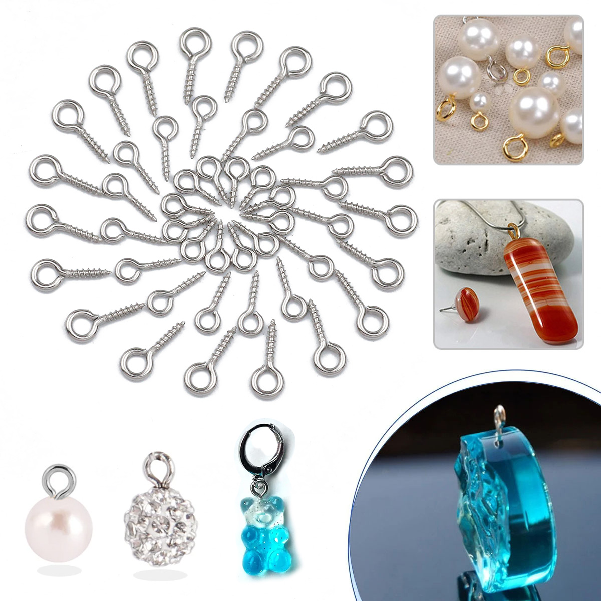 100pcs 4x8/5x1 0/5x12 มม.สแตนเ - Jewelry Making Eye Pins บทวิจารณ์และราคา