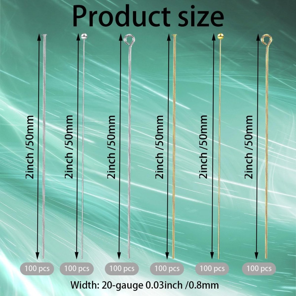 เข็มหมุดหัวแบน 600 ชิ้น สำหรับ - Jewelry Making Eye Pins บทวิจารณ์และราคา