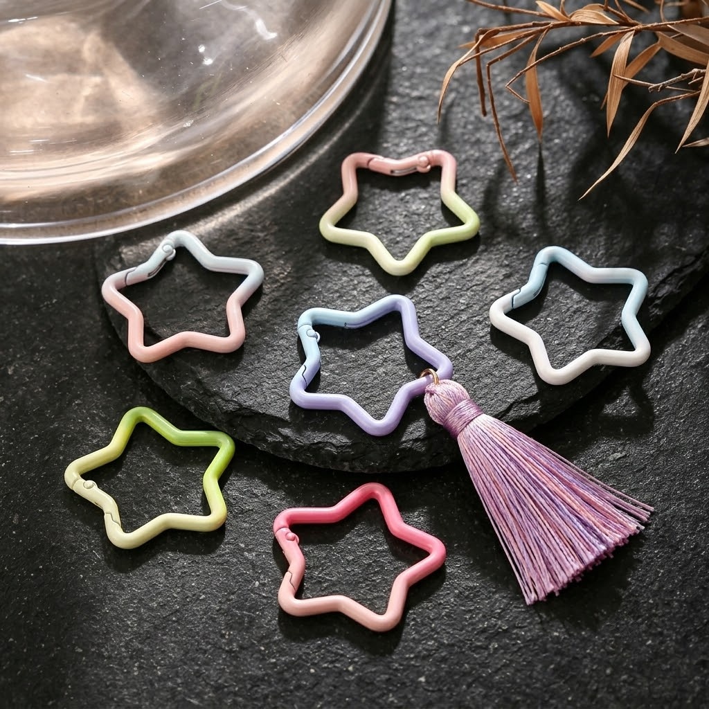 ห่วงคล้องกุญแจรูปดาวไล่สี 5 ชิ - Jewelry Making Charms บทวิจารณ์และราคา